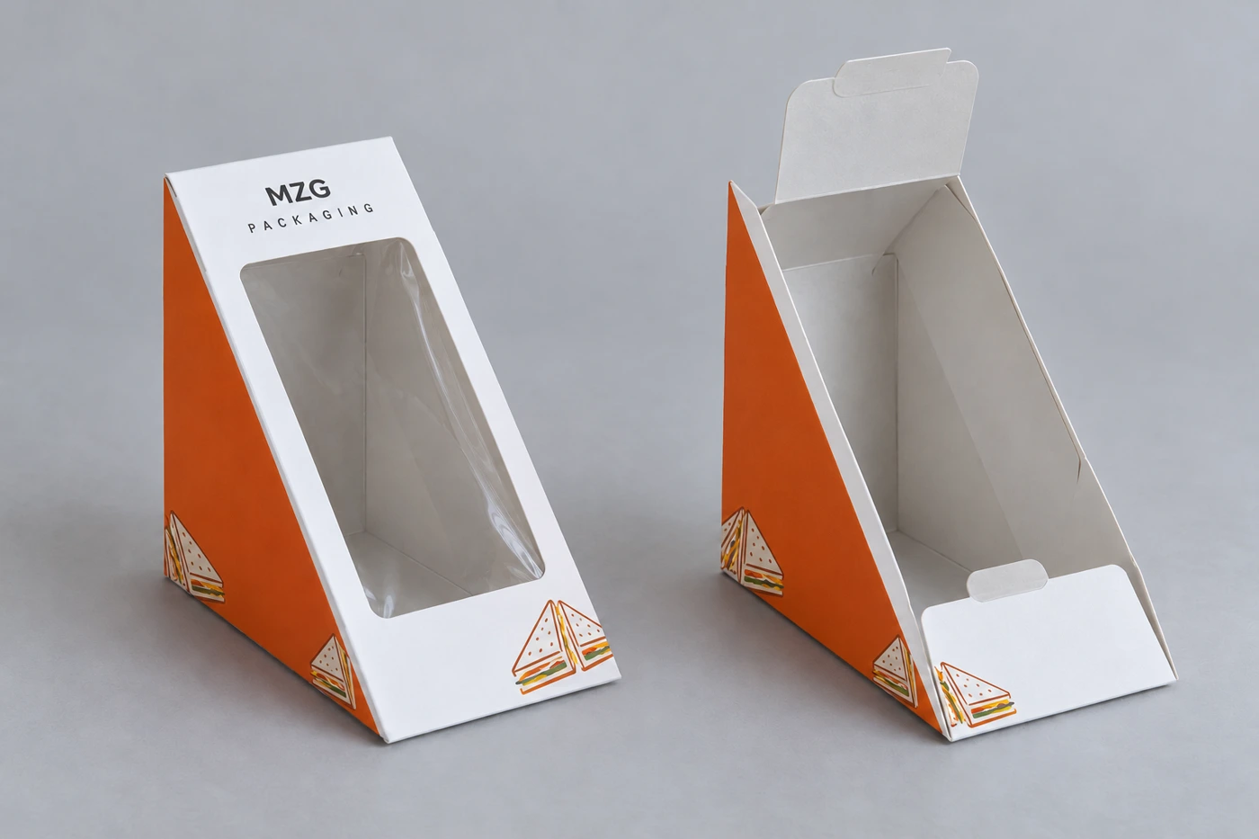 Custom Sandwich Boxes — empty packaging views